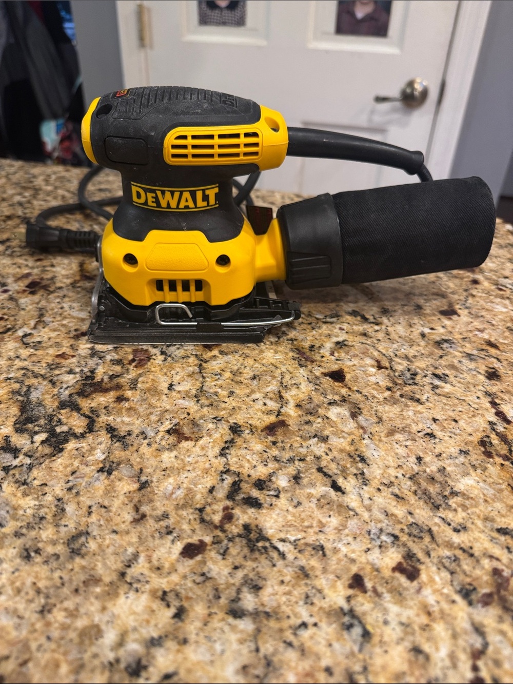 DEWALT Yellow & Black Palm Sander - Compact Finishing Sander w/ 3 packs of sandp